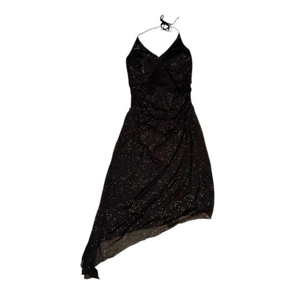 VTG Y2K fairy black dress‎ by Studio Y asymmetrical v neck rouching size Small